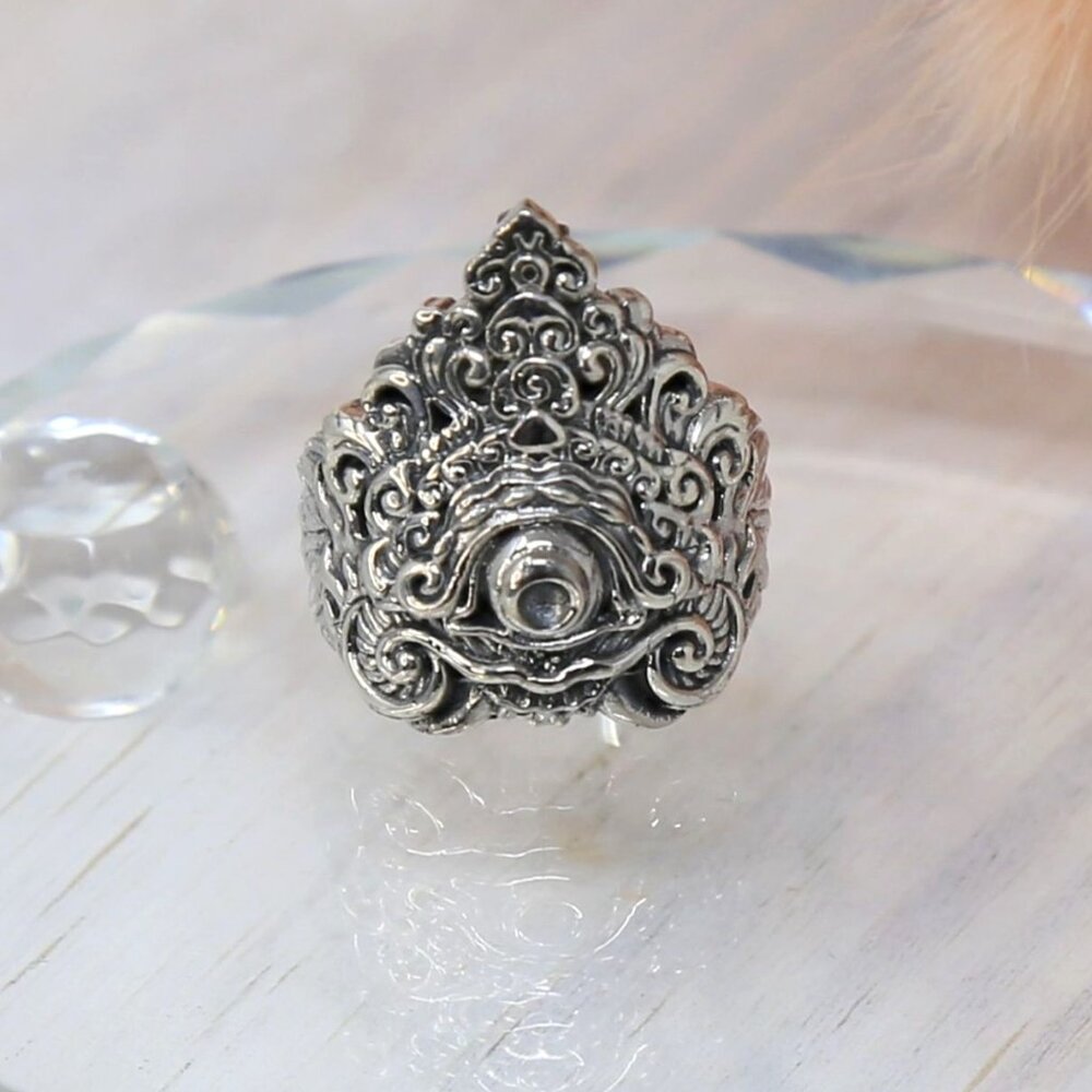 Bali Legacy ✦ Sterling Silver Scrollwork Ring ✦ 17.35g Ethnic Statement Size 8 - Picture 4 of 9